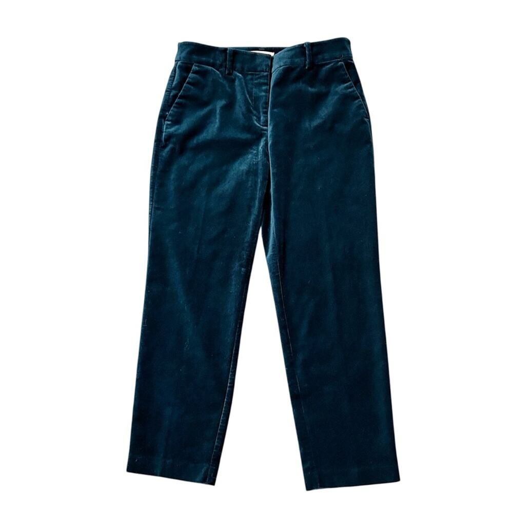 LOFT Riviera Slim Pants Size 6 Dark Peacock Blue Velvet Stretch Classic Elegant - Picture 2 of 10